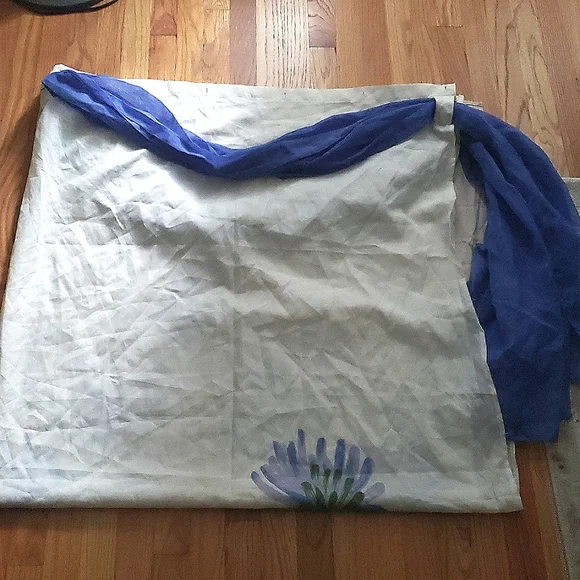 Blue Floral Shower Curtain - Picture 1 of 3